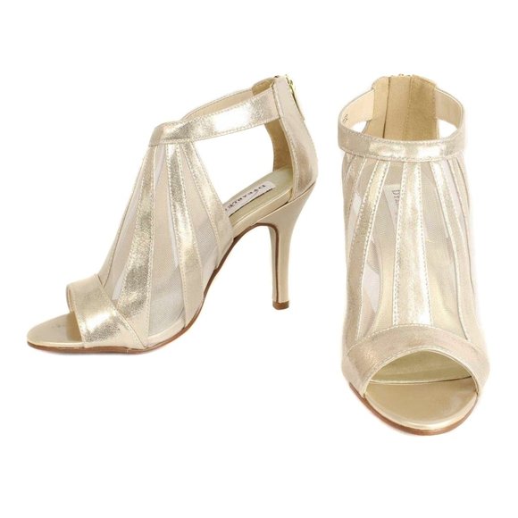 DYEABLES Lotus Champagne Shimmer Open Toe Heels Size 8 - Picture 1 of 9